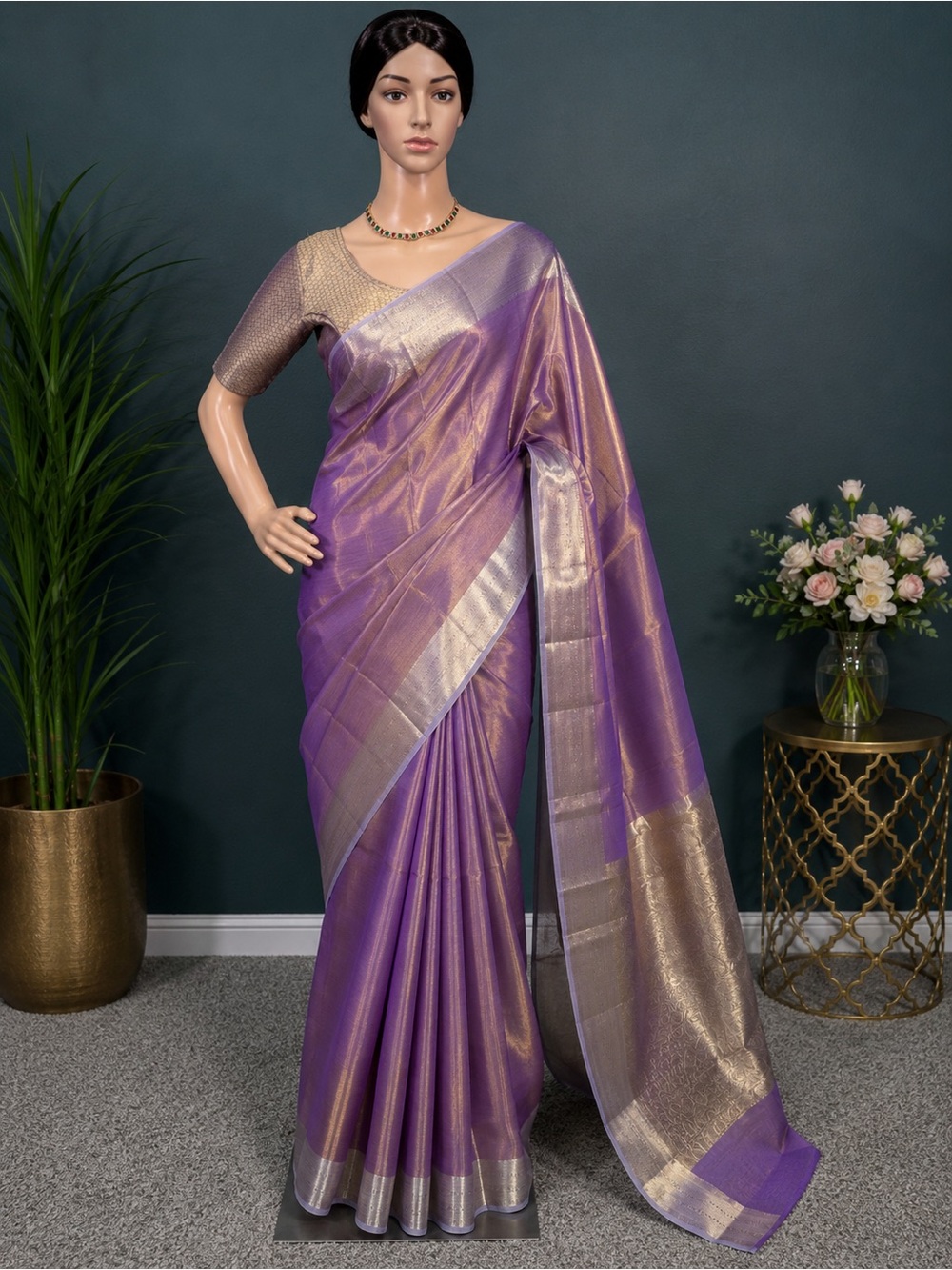 Brand new Purple and Gold Woven Sari